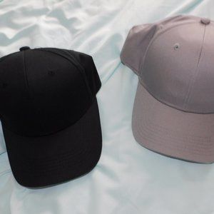 plain / blank snapback baseball caps - black + gray